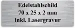 WIENS3D Klingelschild Edelstahl mit Gravur | Namensschild - Türschild - Gartenschild personalisiert für Briefkasten | Büroschild - Grabschild - Bankschild - Stallbox - Hundehütte | (70x25x2 mm)