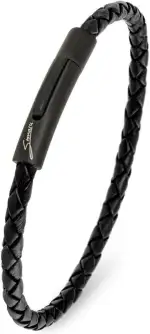 Simaru Lederarmband, 4mm geflochten für Frauen & Männer, Echtleder-Armband mit Edelstahl Hakenverschluss, Premium-Qualität Made in Germany