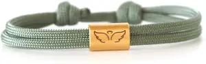 Personalisierbares Segeltau Armband mit Edelstahl Schieber, Schutzengel Flügel G