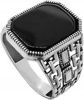 925 Sterling Silber Ringe Herren Siegelring Elegant Mit Onyx Oxidiert Poliert Mo