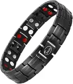 Magnetarmband Herren, Schwarzes Titan Armbänder 4 Elemente Doppelreihiges Magnet Armband Gesundhe...
