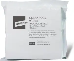 AAwipes Cleanroom Polyester-Wischtücher, 30,5 x 30,5 cm, Doppelstrick, 100% Poly