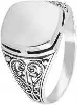 925 Sterling Silber Ringe Offener Herren Siegelring Ajour Design Poliert Oxidiert Trend Schmuck M...