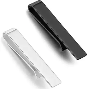 Krawattenklammer für Herren, schmal, aus Edelstahl, 2 Stück, klassische Krawatte