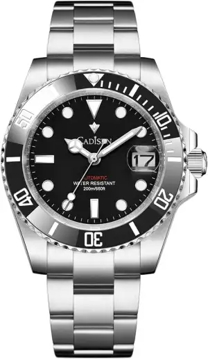 CADISEN Automatik Uhr Herren Mit Gangreserve GMT Edelstahl Saphirglas Wasserdich