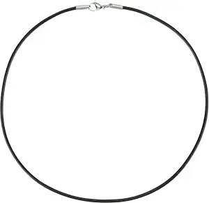 Auroris Echtleder Kette schwarz Dicke 2mm mit Karabinerverschluss ohne Verbindun