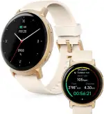 Hama Smartwatch Arion (Fitnessuhr mit GPS, Telefonfunktion, Herzfrequenz, farbiges AMOLED 1,32“/43mm, IP68 + 3ATM Sportuhr für 110 Sportmodi, Schlafüberwachung, 8 Tage Akku, Android, iOS) Gold