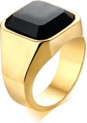 JewelryWe Schmuck Siegelring Herren-Ring Edelstahl Glas Stein Klassiker Viking R