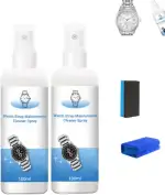 Uhrenarmband-Reinigungsspray, Uhren- und Schmuckreinigungsspray-Set, Schnellreinigungsset mit Tüchern und Schwämmen, geeignet für verschiedene Materialien (2PCS)