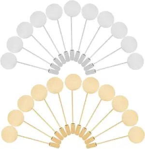 SUNNYCLUE 1 Box 60 Stück Flache Runde Anstecknadel Silberne Broschennadel Goldene Messing Sicherheitsablage Anstecknadeln Basisfassungen Broschennadeln Nadel Zum Basteln Anzüge Krawatten Hüte Schals D