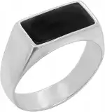 925 Sterling Silber Ringe Herren Siegelring mit rechteckigem Onyx poliert edler Männerring modisc...