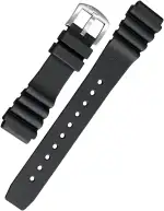 Taucheruhr Uhrenarmband Silikon schwarz, Edelstahl-Dornenschließe - Uhrenarmband Taucheruhr Herren und Damen
