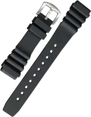 Taucheruhr Uhrenarmband Silikon schwarz, Edelstahl-Dornenschließe - Uhrenarmband