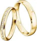 JC Trauringe Gold 585 Paarpreis Poliert I Einzigartige Partnerringe Gelbgold mit Gravur in edler ...