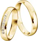 JC Trauringe Gold 585 Paarpreis Poliert I Partnerringe Gelbgold mit Gravur in edler Schatulle I 2...