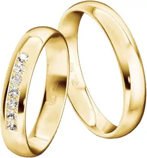 JC Trauringe Gold 585 Paarpreis Poliert I Partnerringe Gelbgold mit Gravur in ed