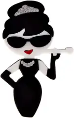 Acryl Großer Eleganter Hut Dame Broschen für Frauen 2-farbig Moderne Mädchen Figur Party Büro Brosche Anstecknadel Geschenke Vintage Accessoires