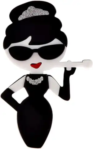 Acryl Großer Eleganter Hut Dame Broschen für Frauen 2-farbig Moderne Mädchen Fig