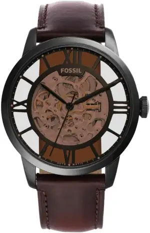 Fossil Townsman Herrenuhr, Automatik-Dreizeigerwerk mit Edelstahl- oder Lederarm