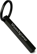 Cuboid Schlüsselanhänger mit Wunschgravur personalisiert - Gravur Wunschtext aus Edelstahl - Geschenk Weihnachten Männer Frauen - Quader personalisierbar - Schwarz (matt)