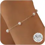 Aidenn Perlenarmband Damen Gold Perlen Armband，Pearl Bracelet für Brautjungfer Hochzeit Abschlussball Mädchen Perlenschmuck
