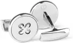 DAVIDOFF Manschettenknöpfe – Runde Manschettenknöpfe, versilbert – originelle Herrenhemd-Accessoires – Rhodiniertes Messing – Hochzeiten und Events