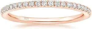 Eternity Ring Silber 925 mit Zirkonia Kristall Damenring in Silber, Rosegold und Gold für Damen mit Stein und Schmal