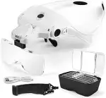 AUTOPkio Lupenbrille mit Licht LED Kopfbandlupe USB Charge, verstellbare Hände Headset Lupe mit 2...