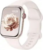 Patented Ersatzarmband Kompatibel mit Sport Apple Watch Armband 40mm 41mm 42mm 38mm, Ersatz armband Silikon Kompatibel mit iWatch SE Series 11 10 9 8 7 6 5 4 3 2 1 Ultra Herren Damen, Blassrosa