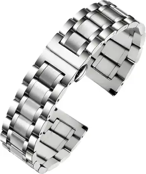 TStrap Metall Uhrenarmband Edelstahl - Schwarz Armband für Uhr Herren und Damen 