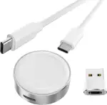 Basesailor Magnetisches Ladegerät für Apple Watch 11 10,5W USB C kabelloser Ladedock,Multi Ladeadapter mit Typ C Ladekabel & USB A Adapter für iWatch Series 9 8 7 SE Ultra,42 46 44mm,iPhone 17 16 15