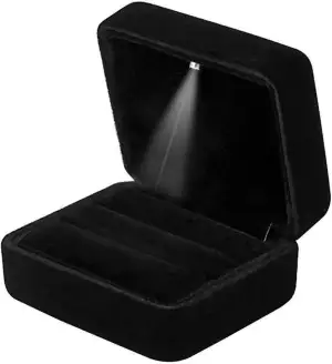 GBYAN Ringschachtel Ring Box mit Led Licht 2 Steckplätze Ringetui Samt Schmuck G