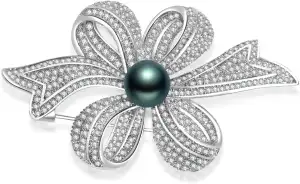 Geschenk zum Jahrestag, Geburtstag, für Frauen, Tahitian, schwarze Perle, Brosch