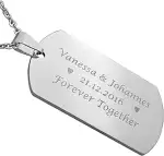 Personalisierte Kette mit Gravur Edelstahl 50 cm mit Anhänger Dog Tag einseitig oder beidseitig i...
