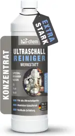 bio-chem Ultraschallreiniger Konzentrat Werkstatt 1 L | Für Vergaser, Metall & Aluminium | Kraftvoll bei Öl, Fett, Ruß & Abrieb | Für alle Ultraschallbäder geeignet
