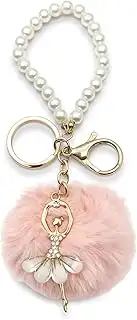 Ballett Schlüsselanhänger mit Puschel, Glücksbringer Geschenk für Ballett Mädche