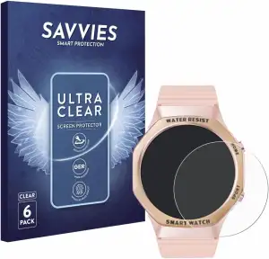 Savvies 6 Stück Schutzfolie für Mutoy Smartwatch 1.32" (rund) Displayschutz-Foli