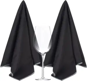 SINLAND 2 Stück Große Mikrofaser Glaspoliertücher Streifenfrei Fusselfrei Spiegeltuch Putztuch zum polieren von Spiegel Reinigungstuch für Weingläsern, Besteck, Edelstahl, Kamera 64cm X 51cm Schwarz