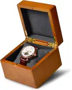 Oirlv Massivholz Uhrenbox für 1 Uhr,Uhrenaufbewahrung Armbandbox Halskettenbox Halskettenaufbewahrung(Dunkelgrau/Einzel)