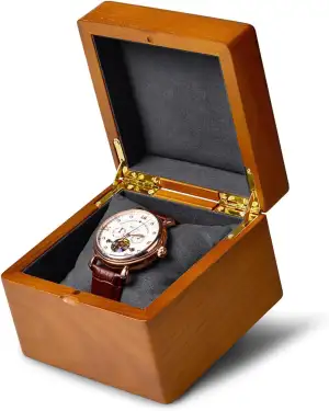 Oirlv Massivholz Uhrenbox für 1 Uhr,Uhrenaufbewahrung Armbandbox Halskettenbox H