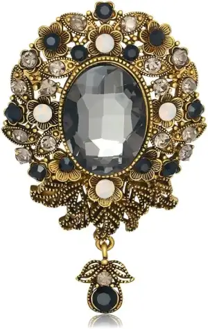 Antike Kristall Blumentropfen Brosche Vintage Anstecker Unisex Schmuckgeschenk Mantel Kleid