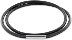AURORIS Echtleder Kette schwarz Dicke 3mm mit Tunnel-Drehverschluss aus Edelstah