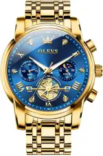 OLEVS Uhren Herren Chronograph Wasserdicht Analog Quarz Uhr Herren Mode Lässig Business Leuchtend Edelstahl Großgesicht Herrenuhr