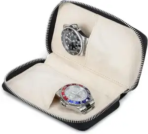 Hiram Uhren-Reiseetui 2 Uhren Aufbewahrungsbox Saffiano-Leder Tragbarer Uhren-Or