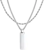 2 Herren Edelstahl Halsketten mit stylischem Anhänger - Kordelkette 55 cm & Boxkette 55 cm (+ 2 Verlängerungsketten à 8 cm) - wasserfest & schweissresistent - Silber - inkl Schmuck-Box