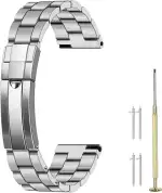 Juntan Verschraubtes Edelstahl Uhrenarmband 20mm 22mm für Männer Frauen, klassisch gebogenes Ende Metall Uhrenarmband mit Oyster Schnalle, lückenlos verjüngtes Ersatzarmband Silbe