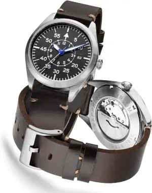 Boyarca Pilotenuhr Herren Flieger Armbanduhr Japan Automatikwerk Mechanische Uhren Edelstahlgehäuse Flieger Uhren mit Leuchtend Wasserdicht