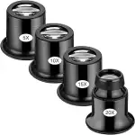 4 Stück Juwelier Lupe Uhrmacherlupe 5x/10x/15x/20x Schmuck Augen Lupe Tragbar Vergrößerungsglas G...