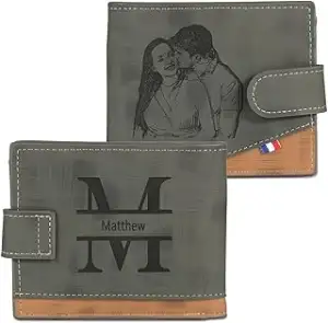 Personalisiertes Foto Portemonnaie Herren Geldbörse mit Foto Gravur Name Initial