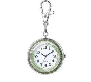 JewelryWe Taschenuhr mit Karabiner Schlüsselanhänger Quarz Analog Uhr Quarzuhr f